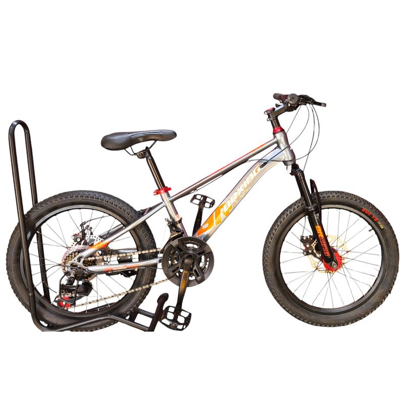 GENERICO - Bicicleta Aro 20 Brxing Con Freno Disco Y 21 Vel. Gris Naranjo