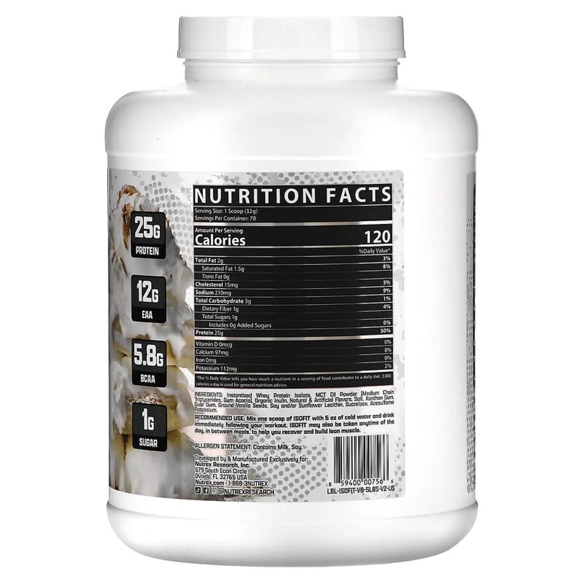 NUTREX RESEARCH - Proteína Isofit 5lb Nutrex Research  Vainilla