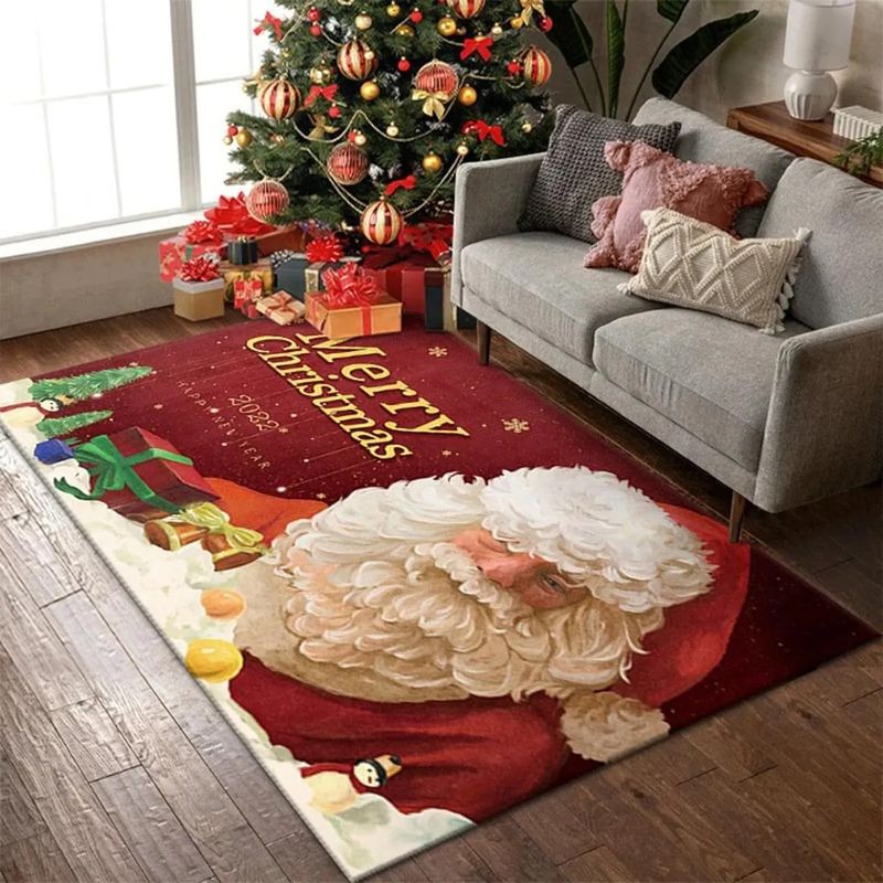GENERICO - ALFOMBRA ROJO DISEÑO SANTA CLAUS NAVIDEÑO 200X240CM TF