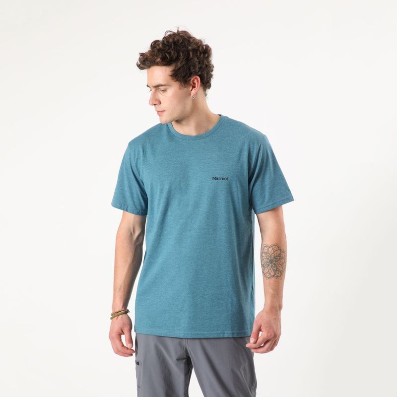 MARMOT - Polera Hombre Woodcut Tee Azul Marmot