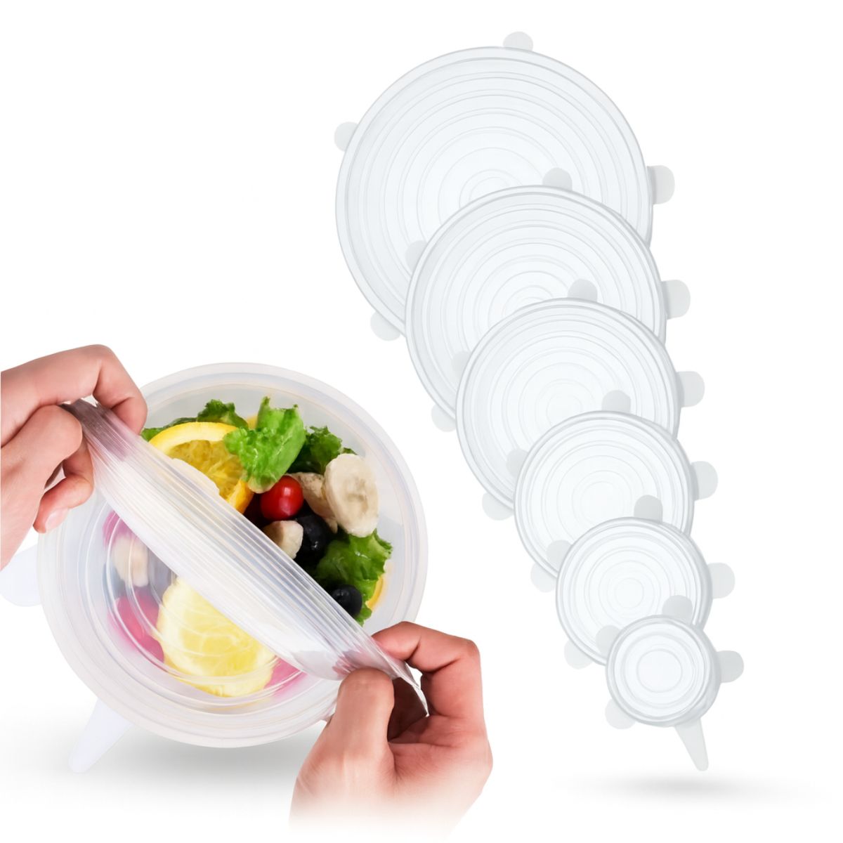 GENERICO - Pack 6 Tapas Silicona Almacenar Alimentos Multi Recipientes