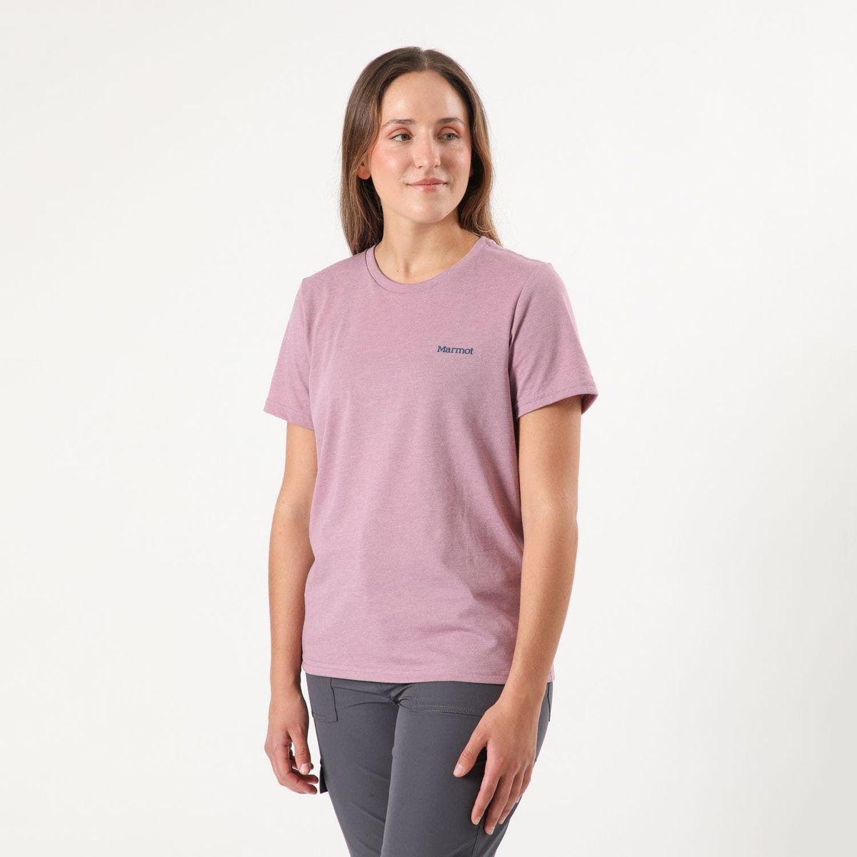 MARMOT - Polera Mujer Chest Logo Tee Morado Marmot