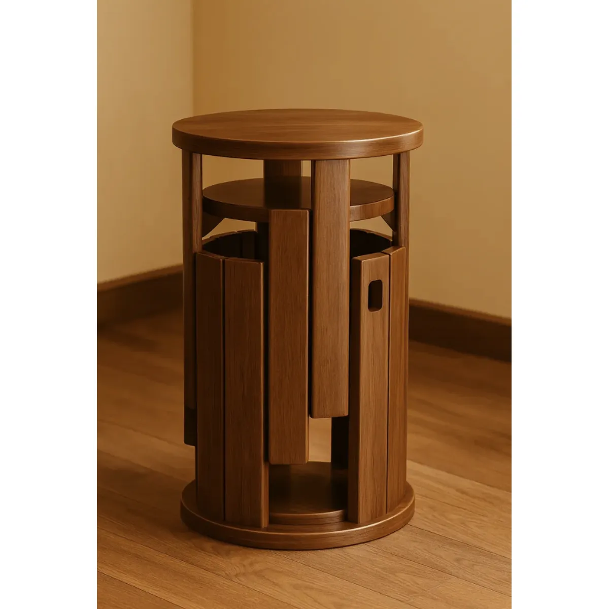 HOMER DESIGN - Juego De 4 Pisos Bancas Taburetes Multiuso Mesa Lateral madera natural