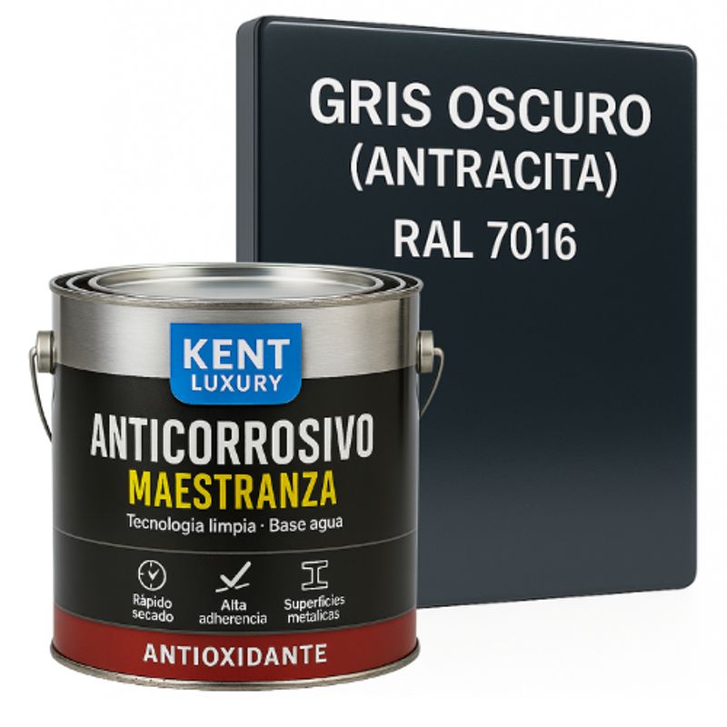 KENT - Anticorrosivo Maestranza Antioxido Base Agua G metal Gris Oscuro