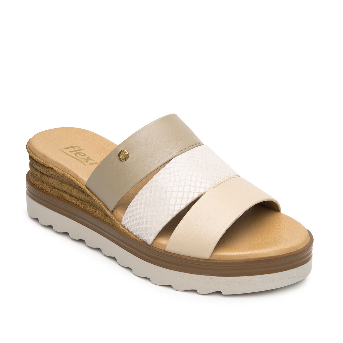 FLEXI - Sandalia Mujer Manaus 127705 Beige Y Rosa Flexi