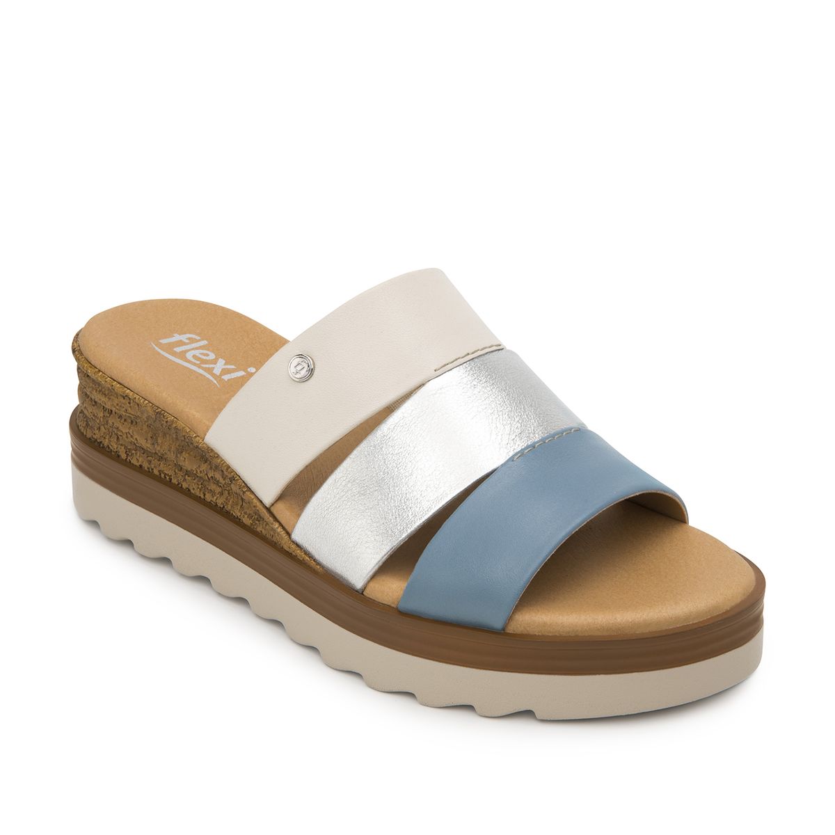 FLEXI - Sandalia Mujer Manaus 127705 Azul Y Plateada Flexi