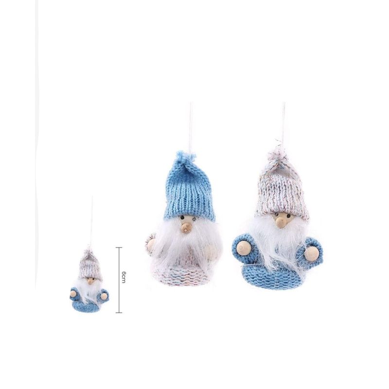 GENERICO - Adornos Navideños de Gnomos Tejidos AZUL Y BLANCO