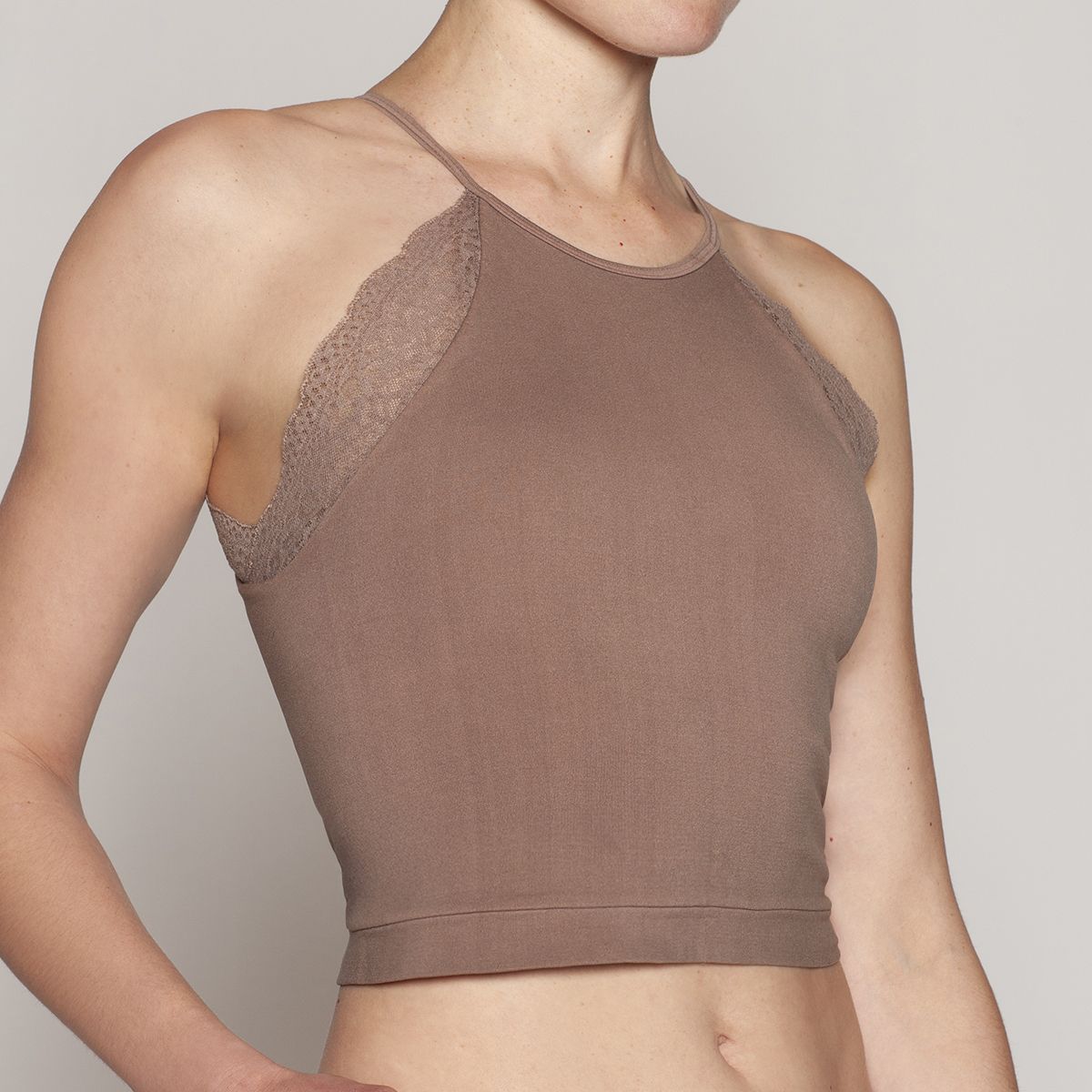 MONARCH - Polera Crop Encaje Seamless Lasst