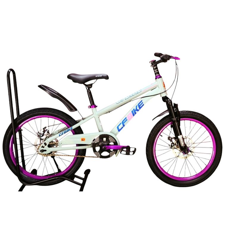 GENERICO - Bicicleta Aro 20 CfBike Con Freno Disco Gris Lila (Log Azul)