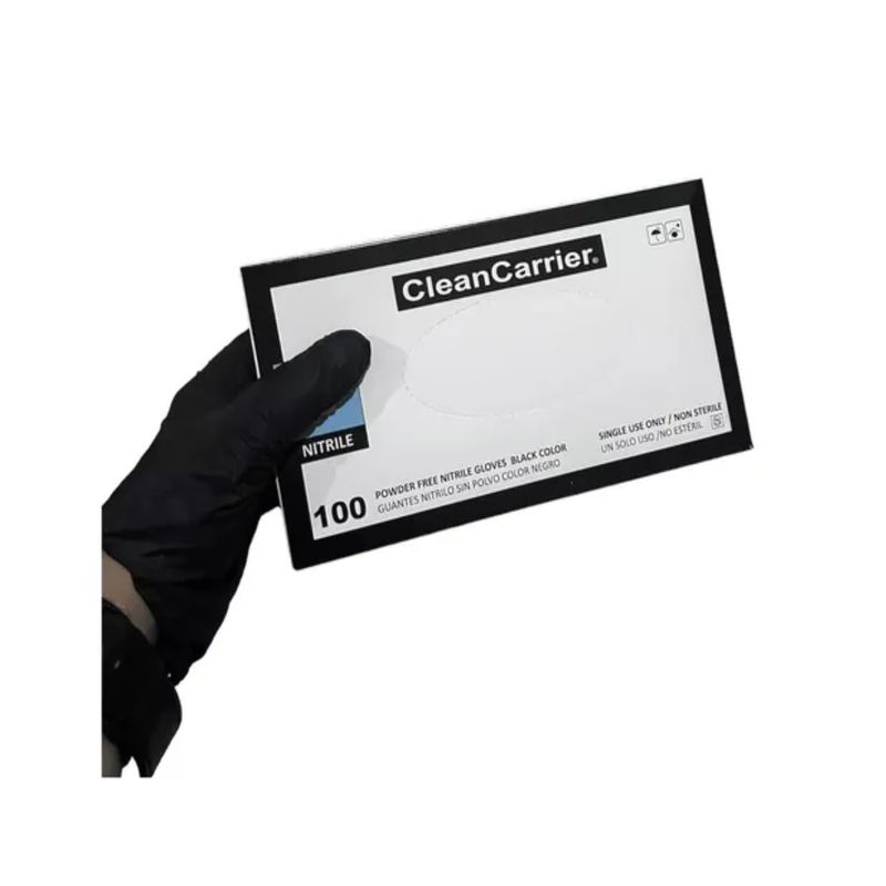 CLEANCARRIER - Guante Nitrilo CLEANCARRIER Negro Talla M Sin Polvo 100 Unidades