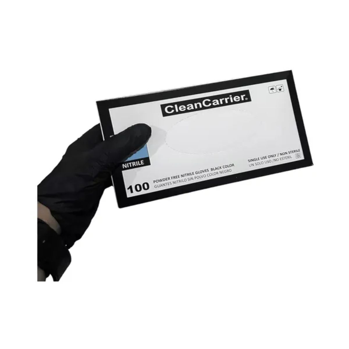 CLEANCARRIER - Guante Nitrilo CLEANCARRIER Negro Sin Polvo Talla L 100 Unidades