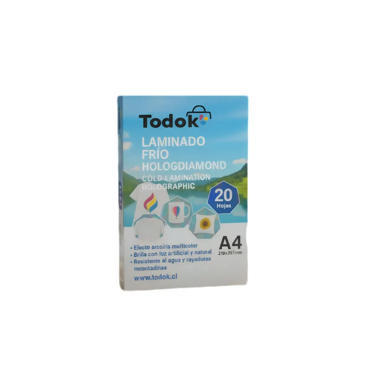 TODOK - Papel Laminado Frio A4 de 20 Hojas Holográfico Círculos