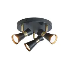 BP ILUMINACION - Plafón Zeny 3 Luces Negro Mate Antique Gu10