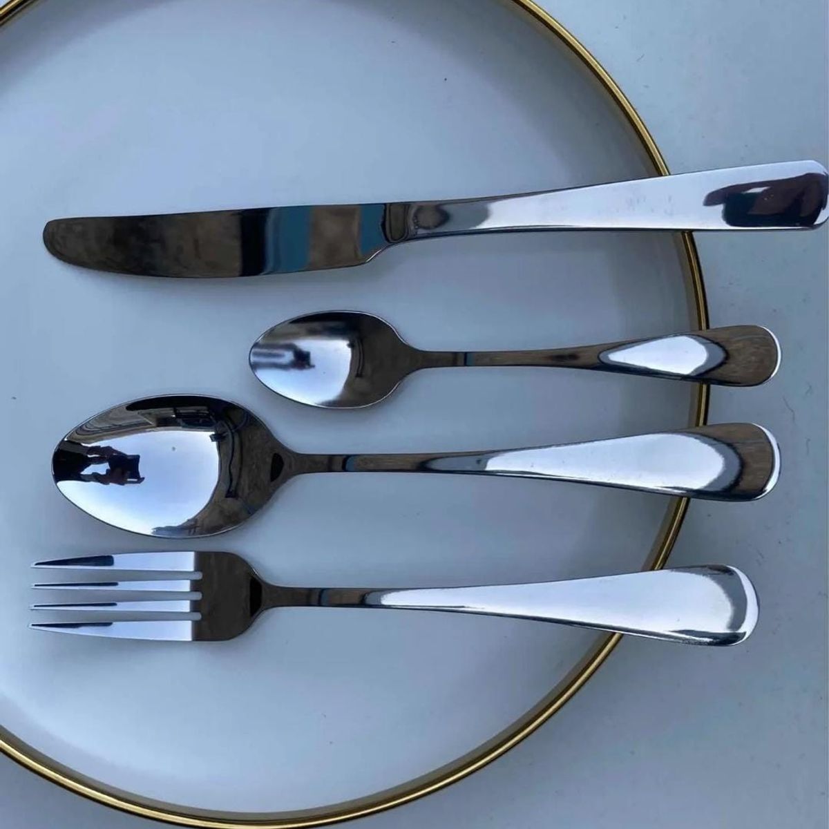 GENERICO - Set 24 Piezas Cubiertos Cuchillería Acero Inoxidable Plateado