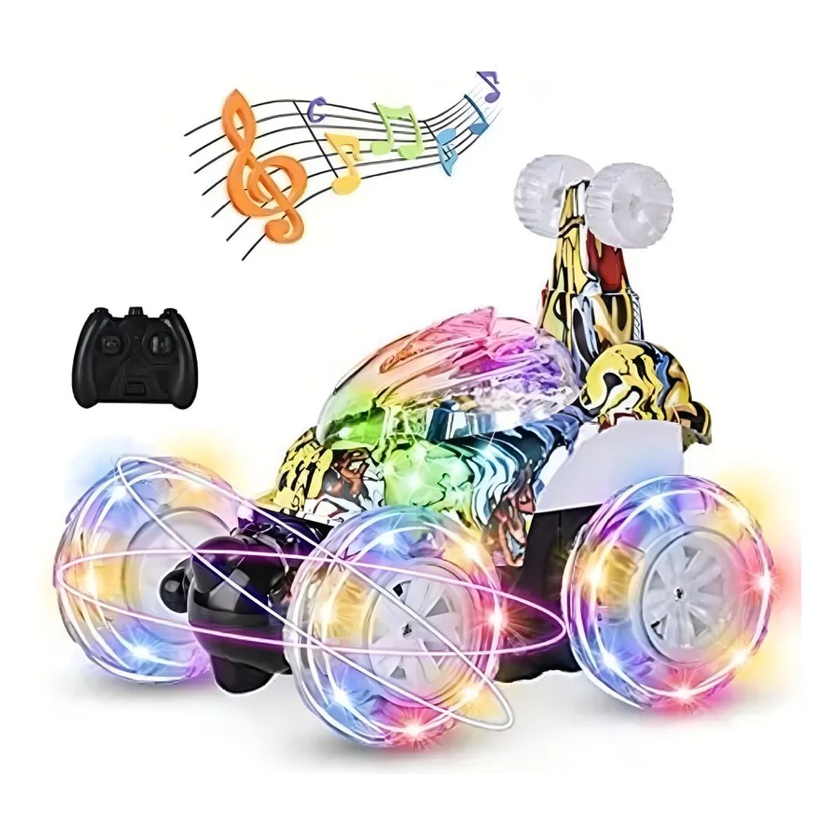 GENERICO - Auto rc crazy car luces sonido rgb yt-365 verde lima