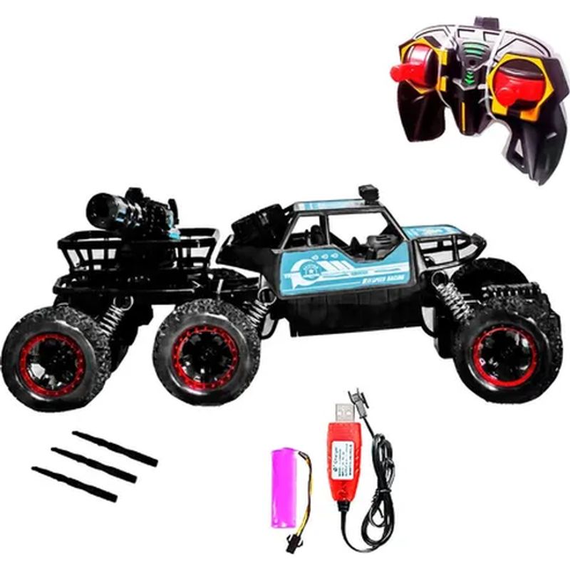 GENERICO - Auto rc 6 ruedas 4x4 con cañón 35a