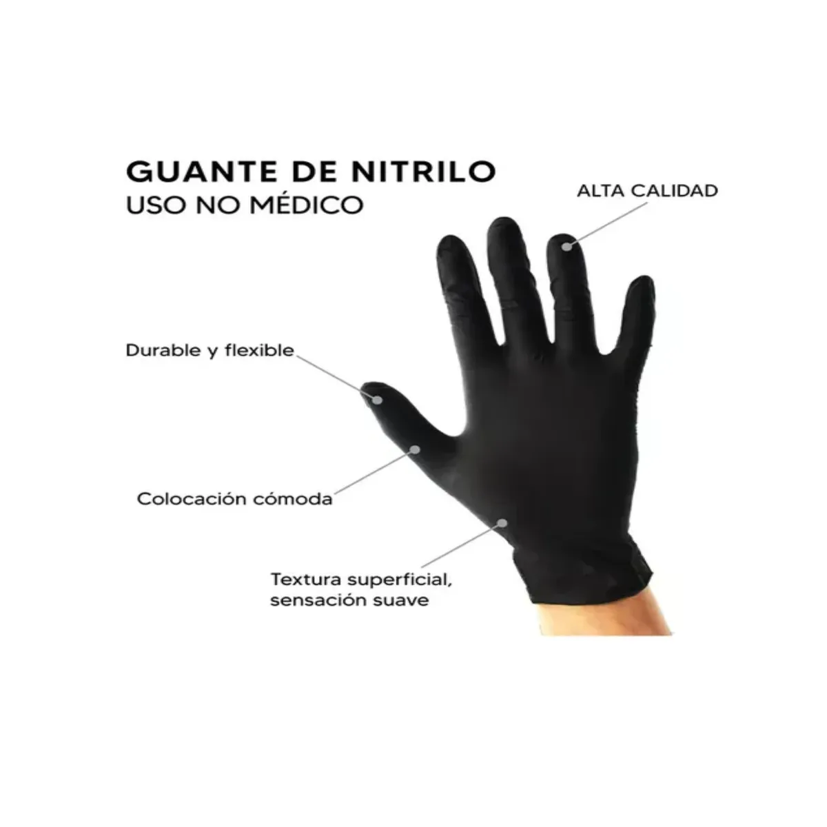REUTTER - Guante Nitrilo Tresor Negro Talla Xl Caja X100 Unidades