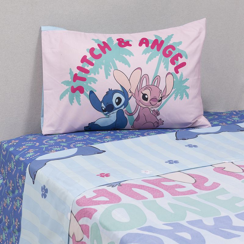 MASHINI - Juego De Sábanas Disney 1.5 Plazas - Mashini Nuevos Stitch Love