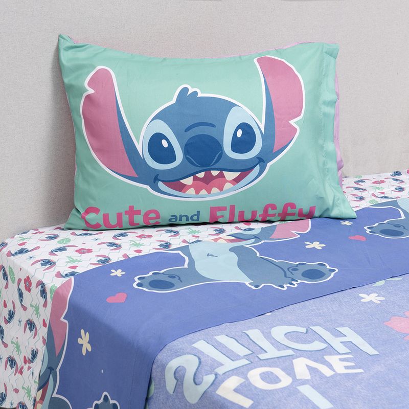 MASHINI - Juego De Sábanas Disney 1.5 Plazas - Mashini Nuevos Stitch Fluffly