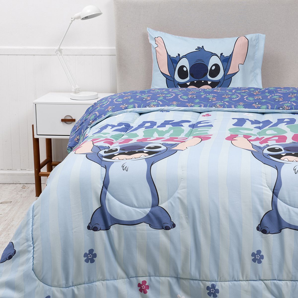 MASHINI - Plumón Mashini 1.5 Plazas Nuevos 185x228 Cm Stitch fluffly Nuevos