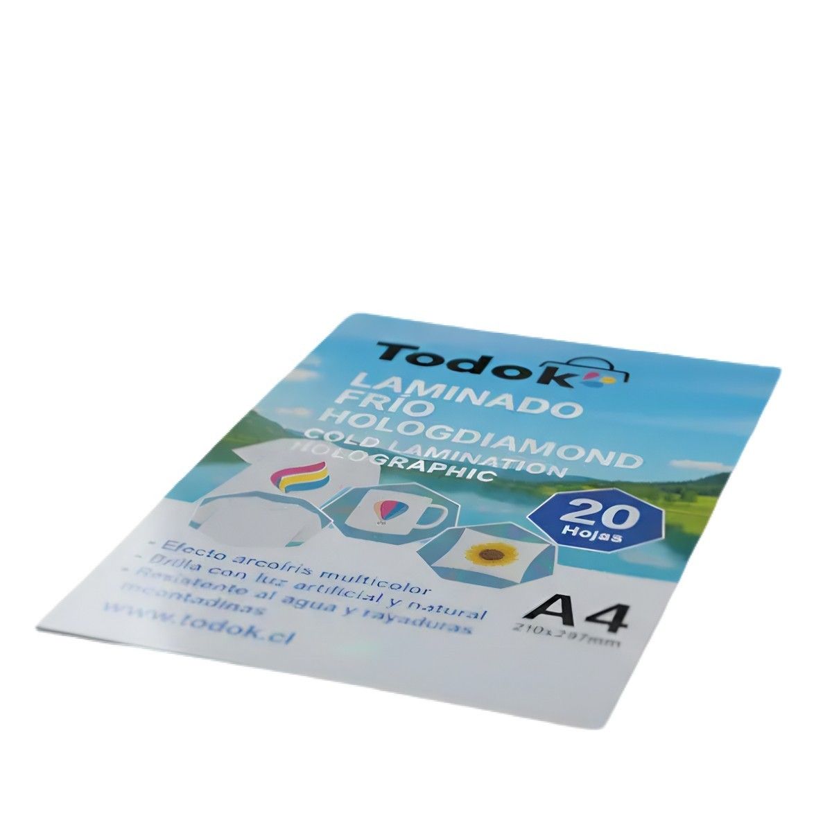 TODOK - Papel Laminado Frio Hologdiamond A4 de 20 Hojas