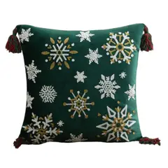GENERICO - Cojin + Funda De Navidad 45x45cm Bordado Navideño Con Pompón