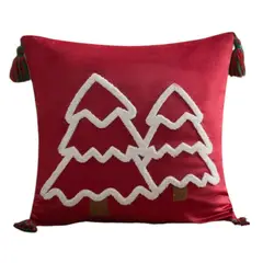 GENERICO - Cojin + Funda De Navidad 45x45cm Bordado Navideño Con Pompón