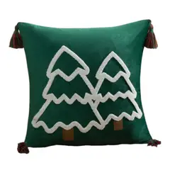 GENERICO - Cojin + Funda De Navidad 45x45cm Bordado Navideño Con Pompón