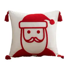 GENERICO - Cojin + Funda De Navidad 45x45cm Bordado Navideño Con Pompón