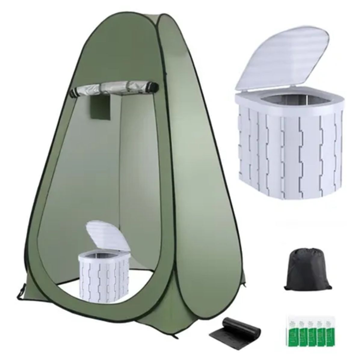 GENERICO - Carpa caseta baño vestidor portátil +inodoro verde