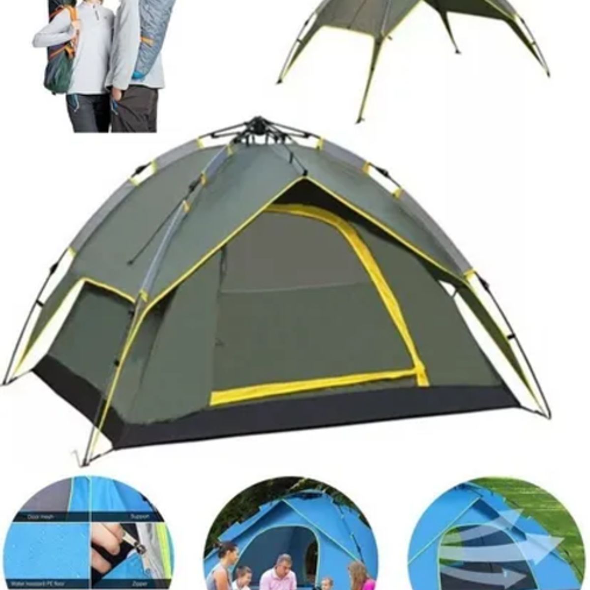GENERICO - Carpa automática 4 personas doble capa verde