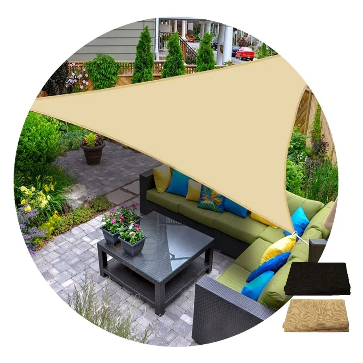 GENERICO - Carpa toldo vela triangular 3x3 beige arena