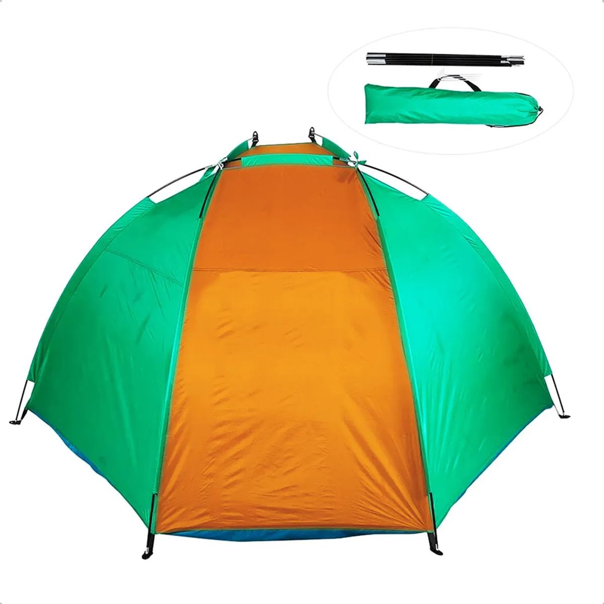GENERICO - Media carpa playa 2-3 personas verde/naranja