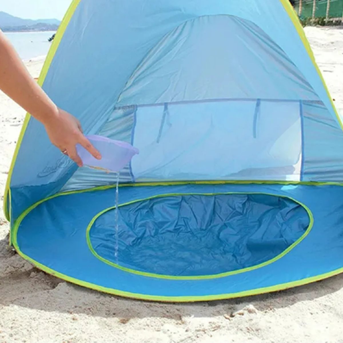 GENERICO - Tienda playa bebé piscina 2 en 1 celeste