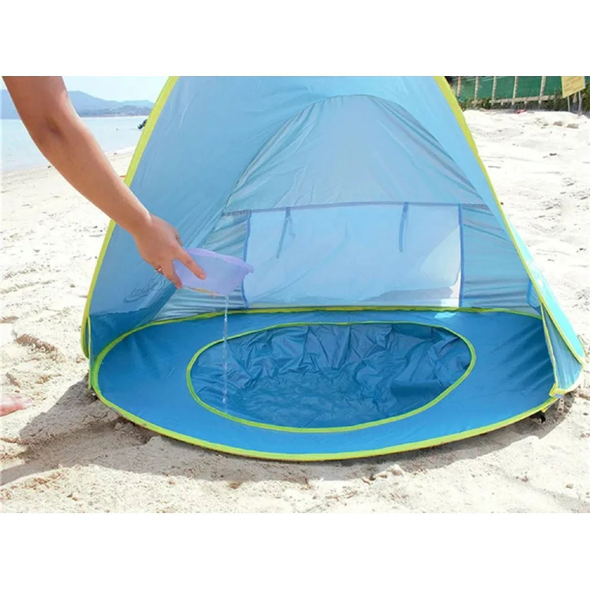 GENERICO - Tienda playa bebé piscina 2 en 1 celeste