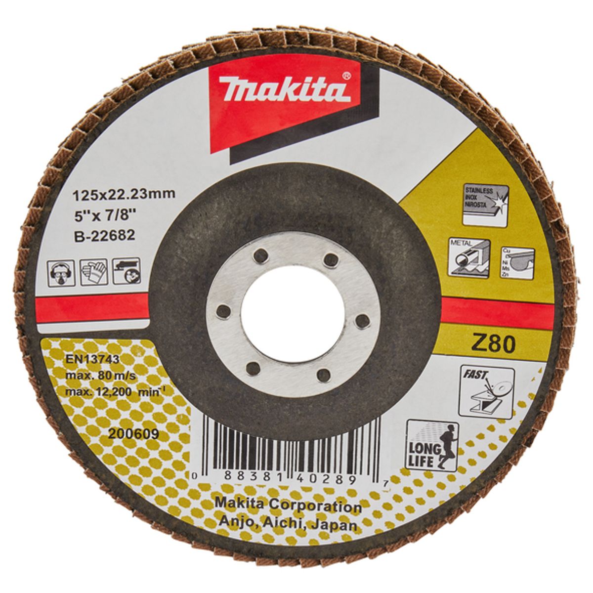 MAKITA - disco flap de listones cónico Premium de circonio Z80 Makita B-22682