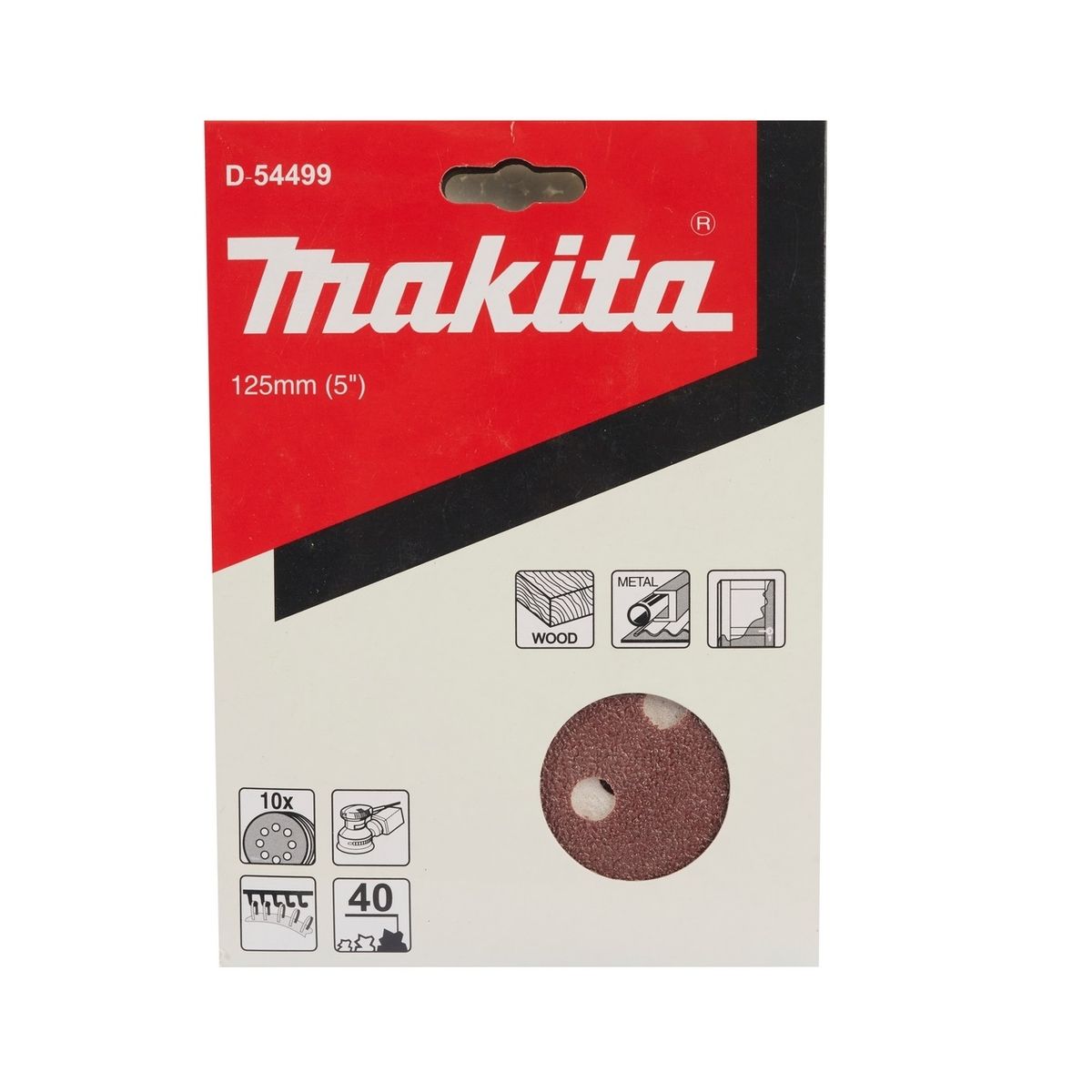 Disco De Lija Orbital 125mm (10 Uni) Grano 40 Makita D-54499, marca MAKITA - Foto Principal