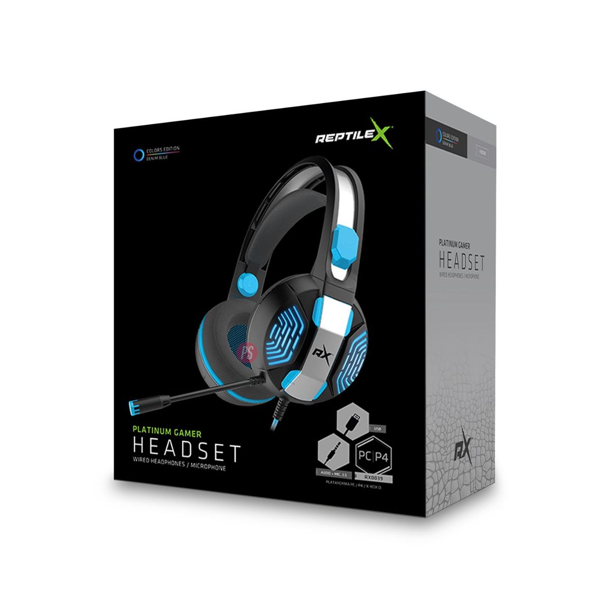 REPTILEX - Audífonos Platinum Gamer Conector 35mm Y Usb Led Azul - Ps