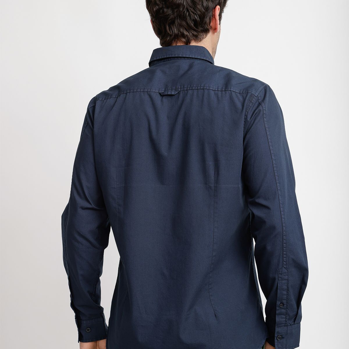 TRIAL - Camisa Lisa Algodón Basilio Azul Marino