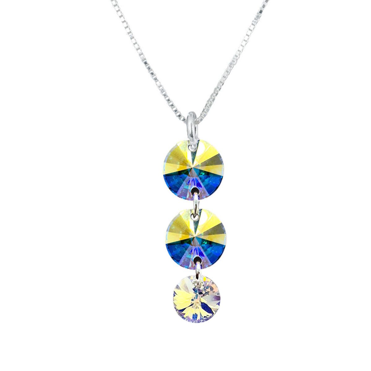 JOYAS MONTERO - Collar Rafaela Plata 925 creado con cristales de Swarovski® Aurora Boreal