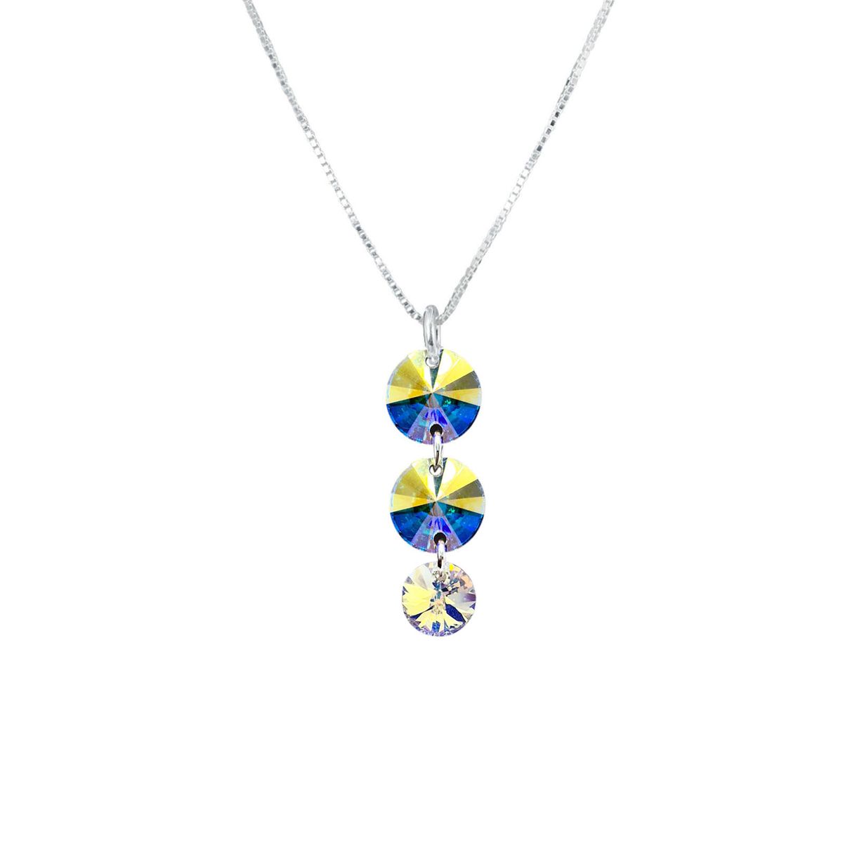 JOYAS MONTERO - Collar Rafaela Plata 925 creado con cristales de Swarovski® Aurora Boreal