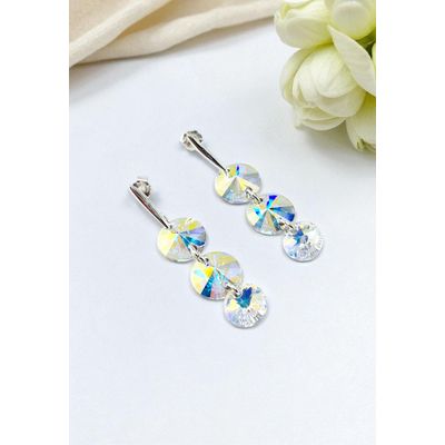 Imagen 2 del producto Aros Rafaela Plata 925 creado con cristales de Swarovski® Aurora Boreal