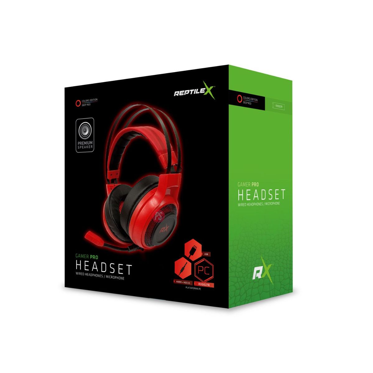 REPTILEX - Audífonos Gamer Conector 35mm Y Usb Con Luz Led Rojo - Ps