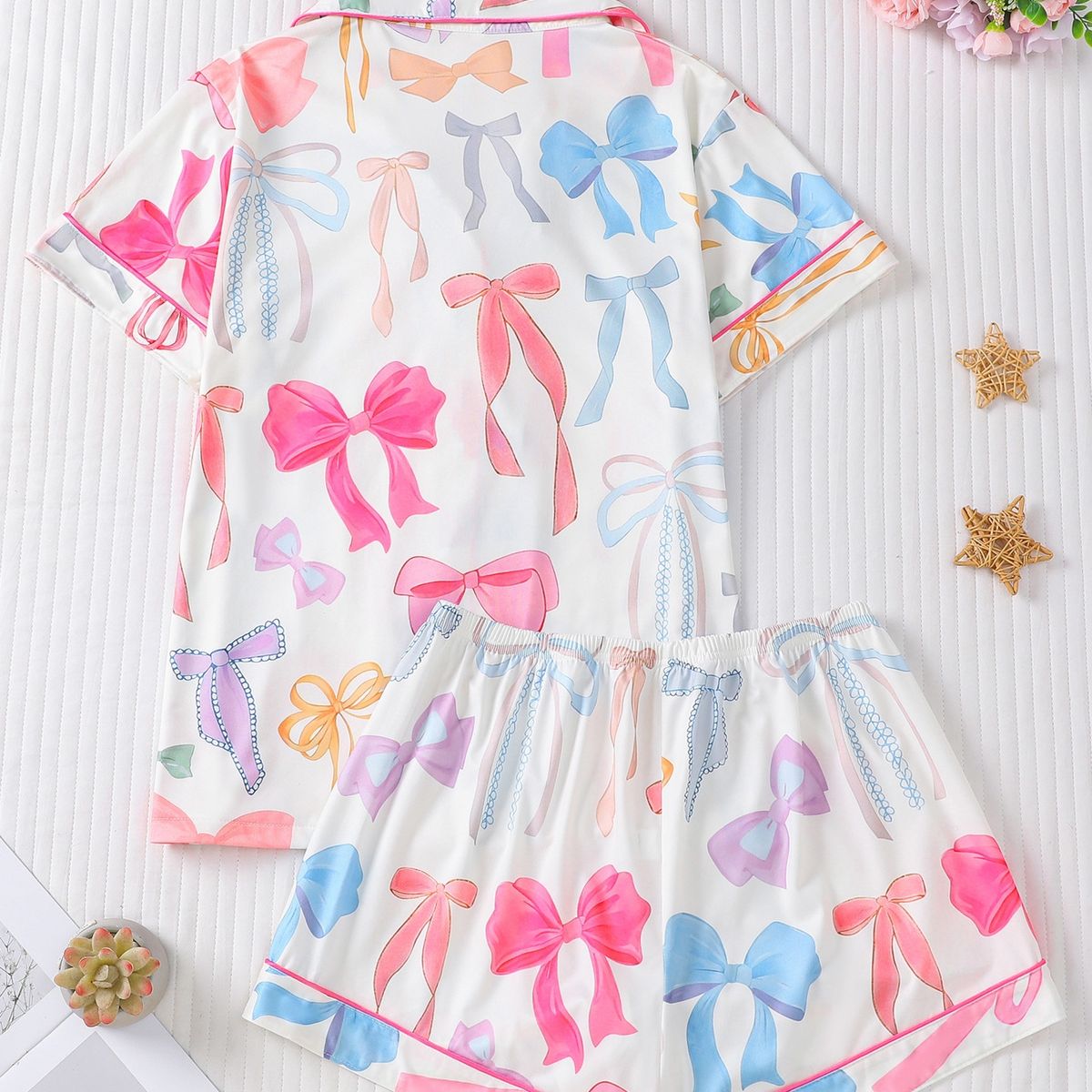 VELVET - Pijama Corto Alicie Blanco Lazos Mujer