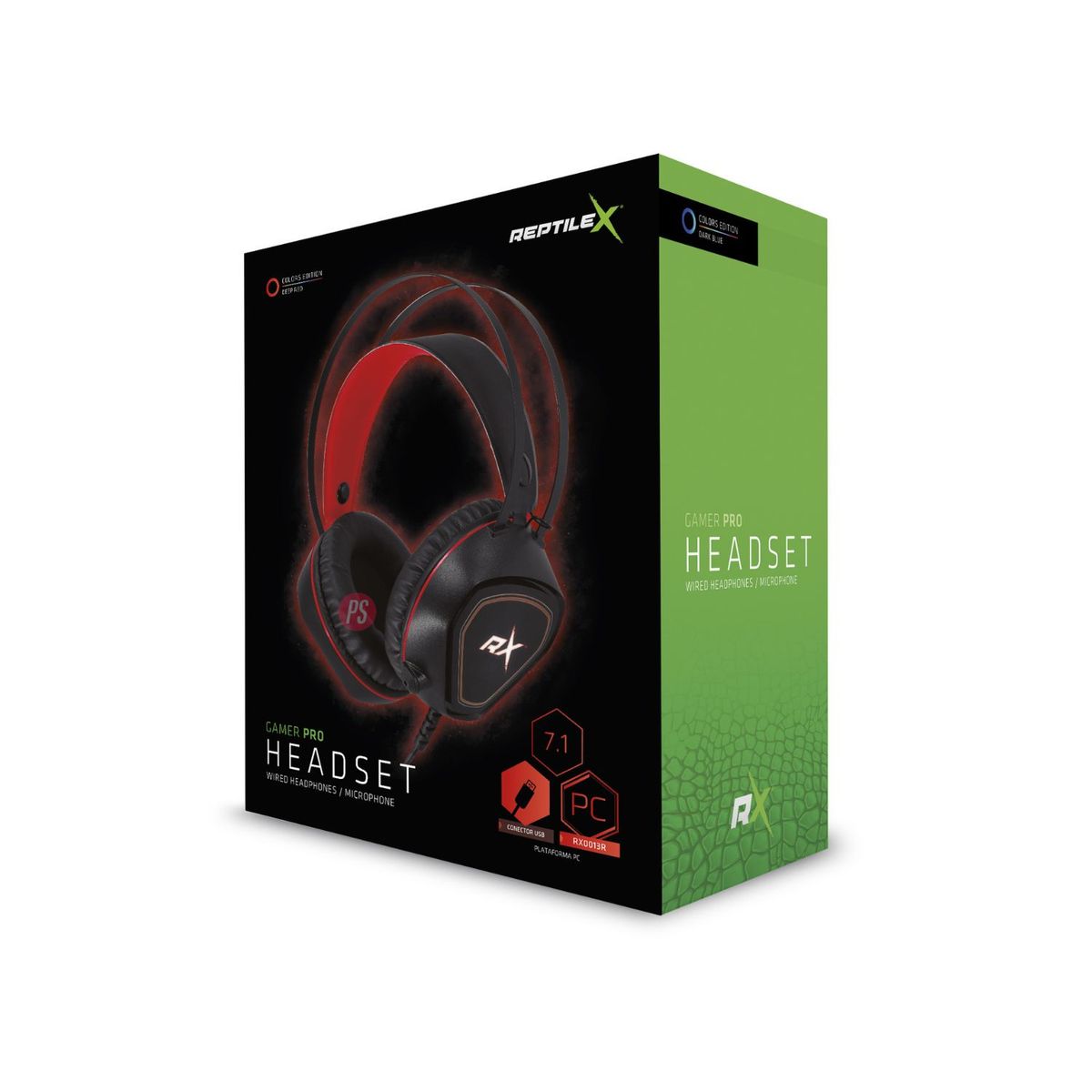 REPTILEX - Audífonos Gamer 7.1 Conexión 3,5mm Y Usb Led Rojo - Ps