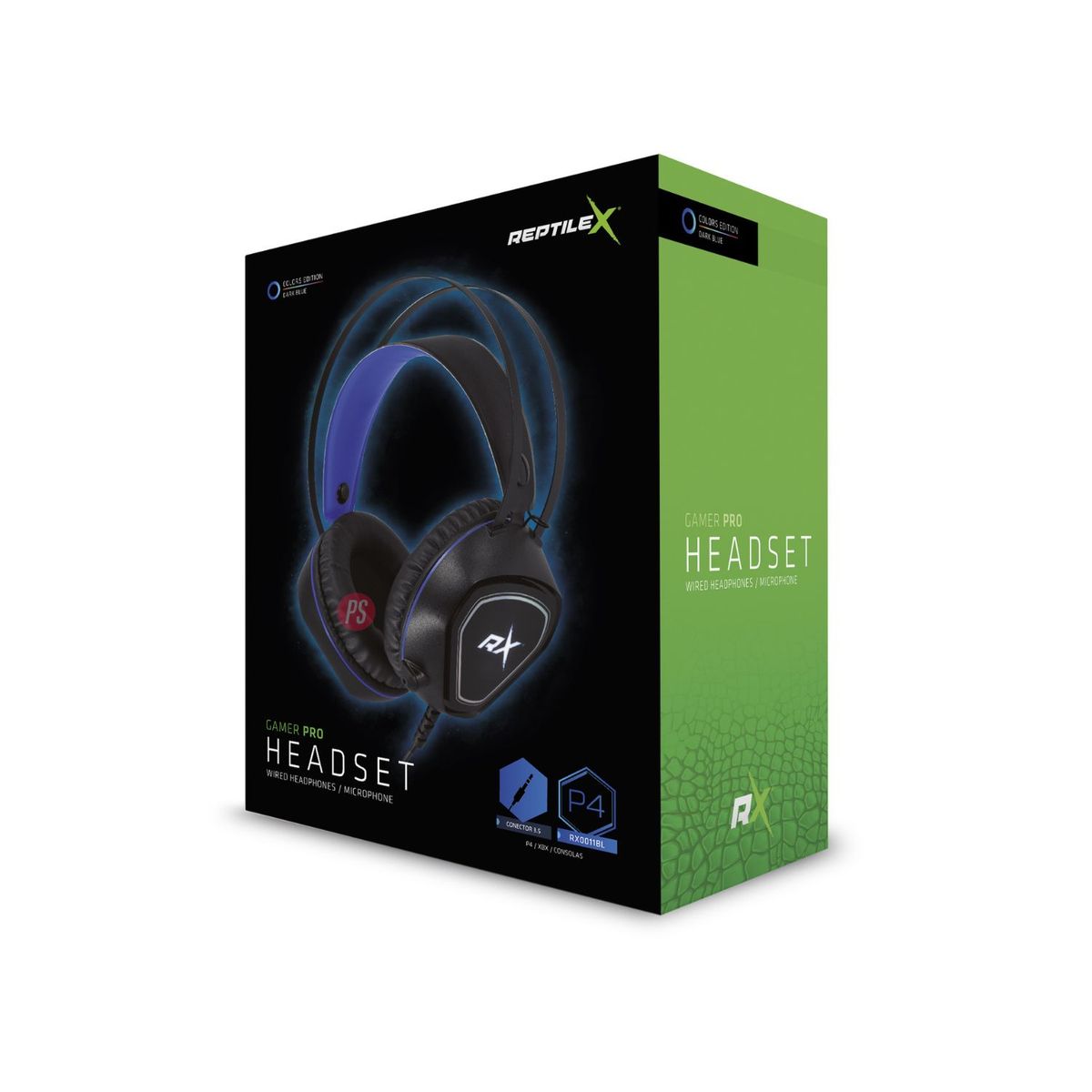 REPTILEX - Audífonos Gamer Para Consolas Conector 35mm Color Azul - Ps