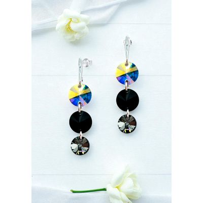 Imagen 2 del producto Aros Rafaela Plata 925 creado con cristales de Swarovski® Jet