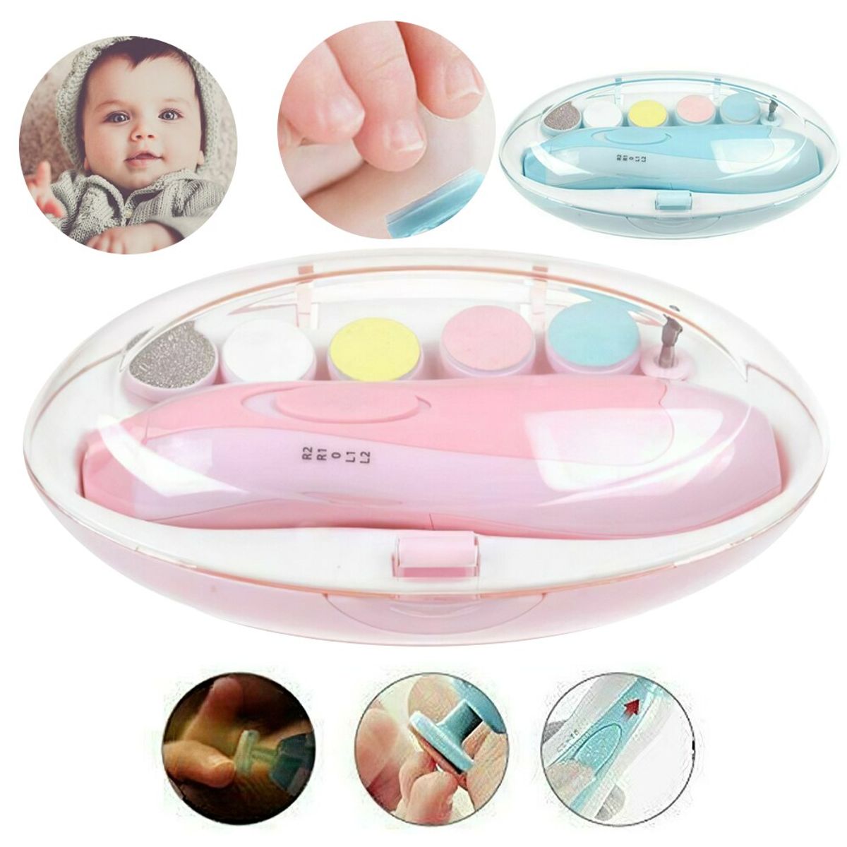 GENERICO - Kit Portatil De Manicura Para Bebes De 6 Piezas Silencioso