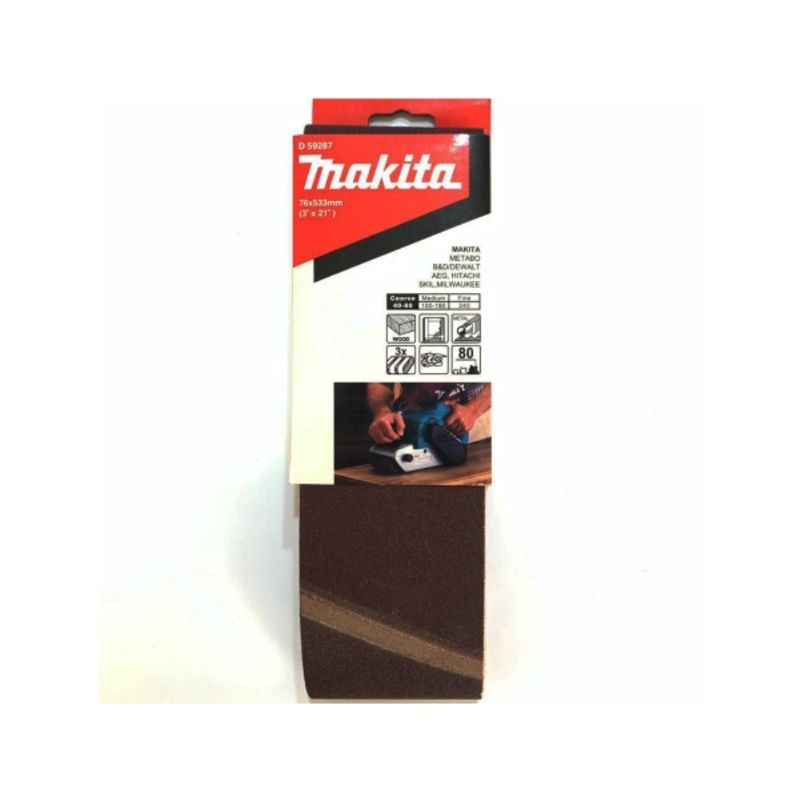 MAKITA - Lija banda madera metal 3x21" G80 3pzas