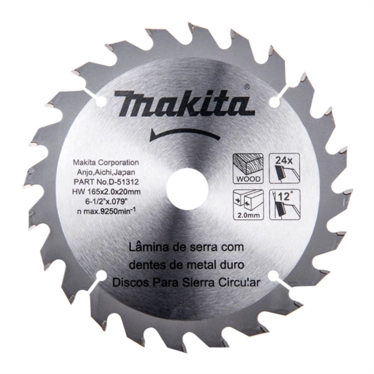 MAKITA - Disco sierra madera 6 1/2" 24 dientes